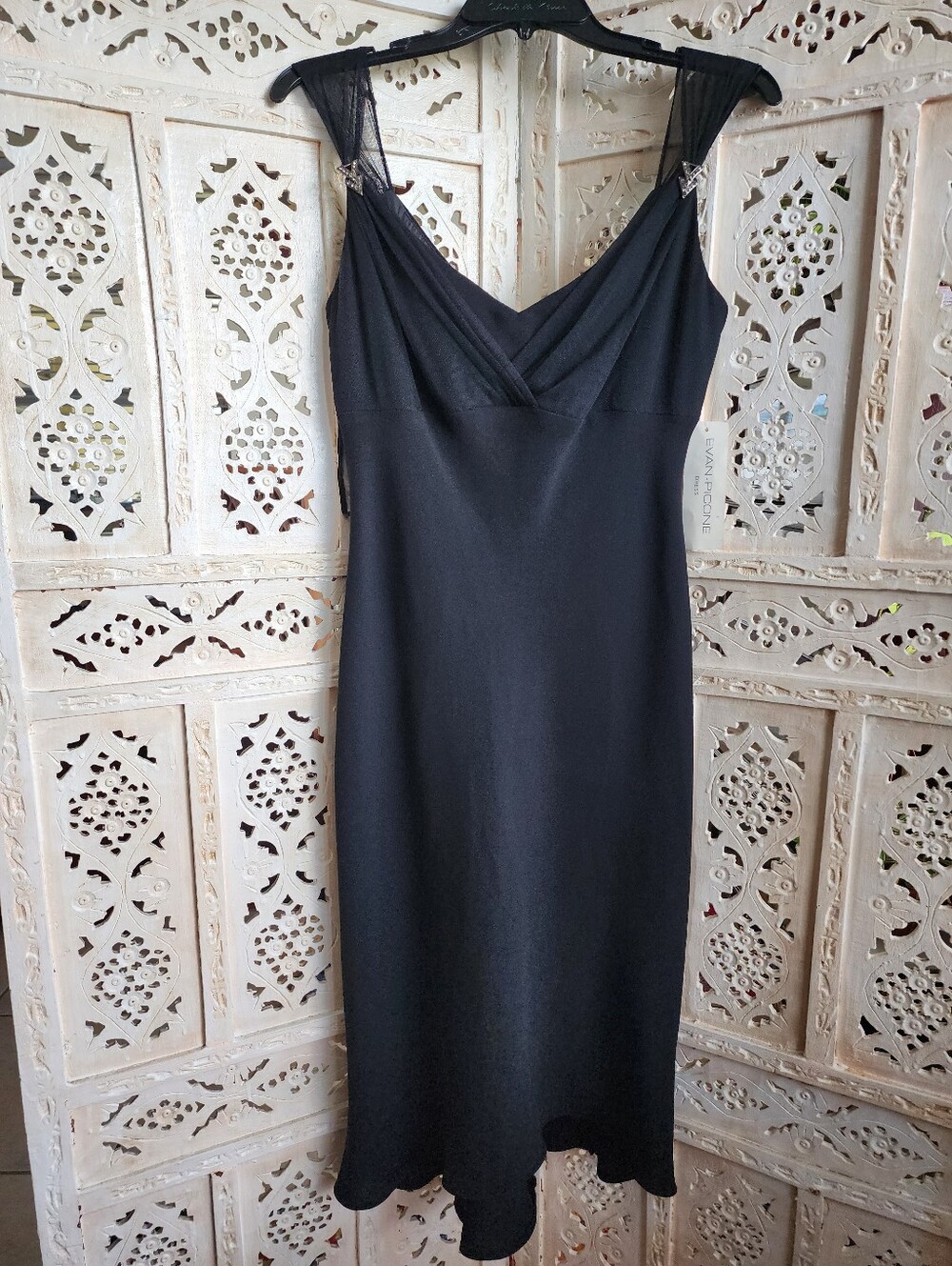 NWT Vintage Evan Picone Sleeveless Dress- Womens Size 6- Black With Rhinestones